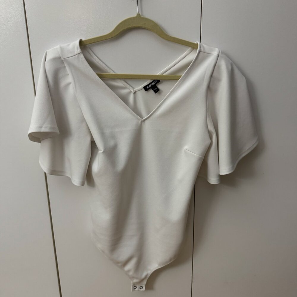Express - Off the Shoulder - Bodysuit - White - Size L
